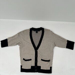 USED Marc Jacobs Printed V-Neck Spotted Cardigan, Short Sleeve Cardigan Size XS